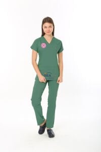 AMELİYATHANE YEŞİL PERSONEL FORMASI LİKRALI SCRUBS TAKIM (FROSTY SPRUCE)