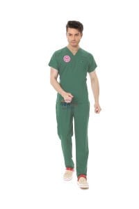AMELİYATHANE YEŞİL PERSONEL FORMASI LİKRALI SCRUBS TAKIM (FROSTY SPRUCE) 3XL - ARMALI