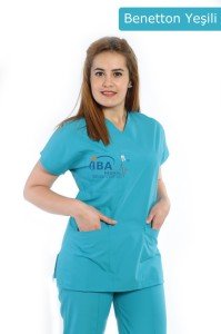 Cerrahi Yaka Terikoton Takım (Unisex) Benetton Yeşili - XXL - 50/52 Beden