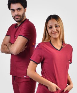 Comfort Sport V Yaka Spor Takım Bordo - XXL