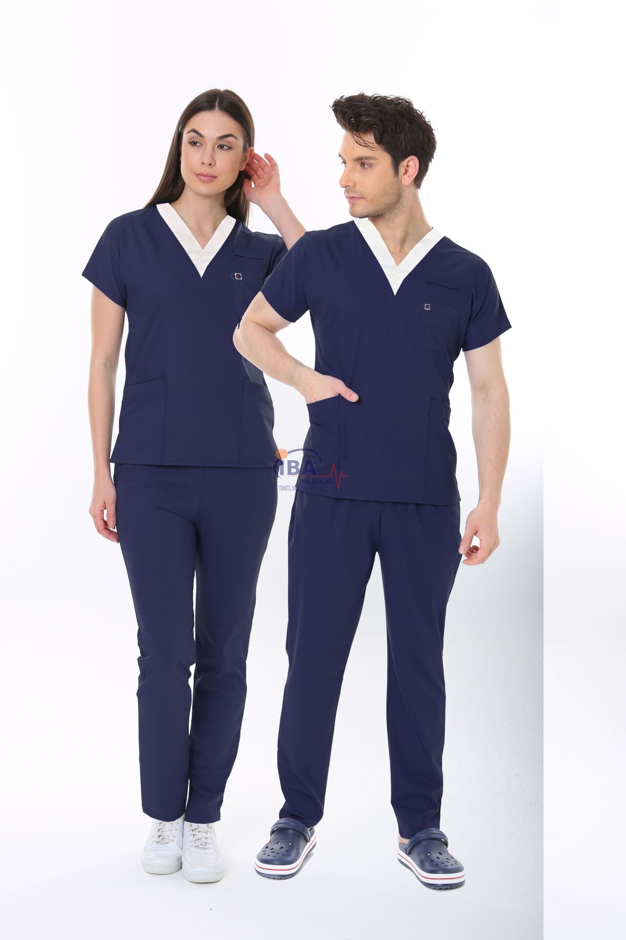 SORUMLU LACİVERT HEMŞİRE FORMASI LİKRALI SCRUBS TAKIM (PATRIOT BLUE) XXL - ARMASIZ