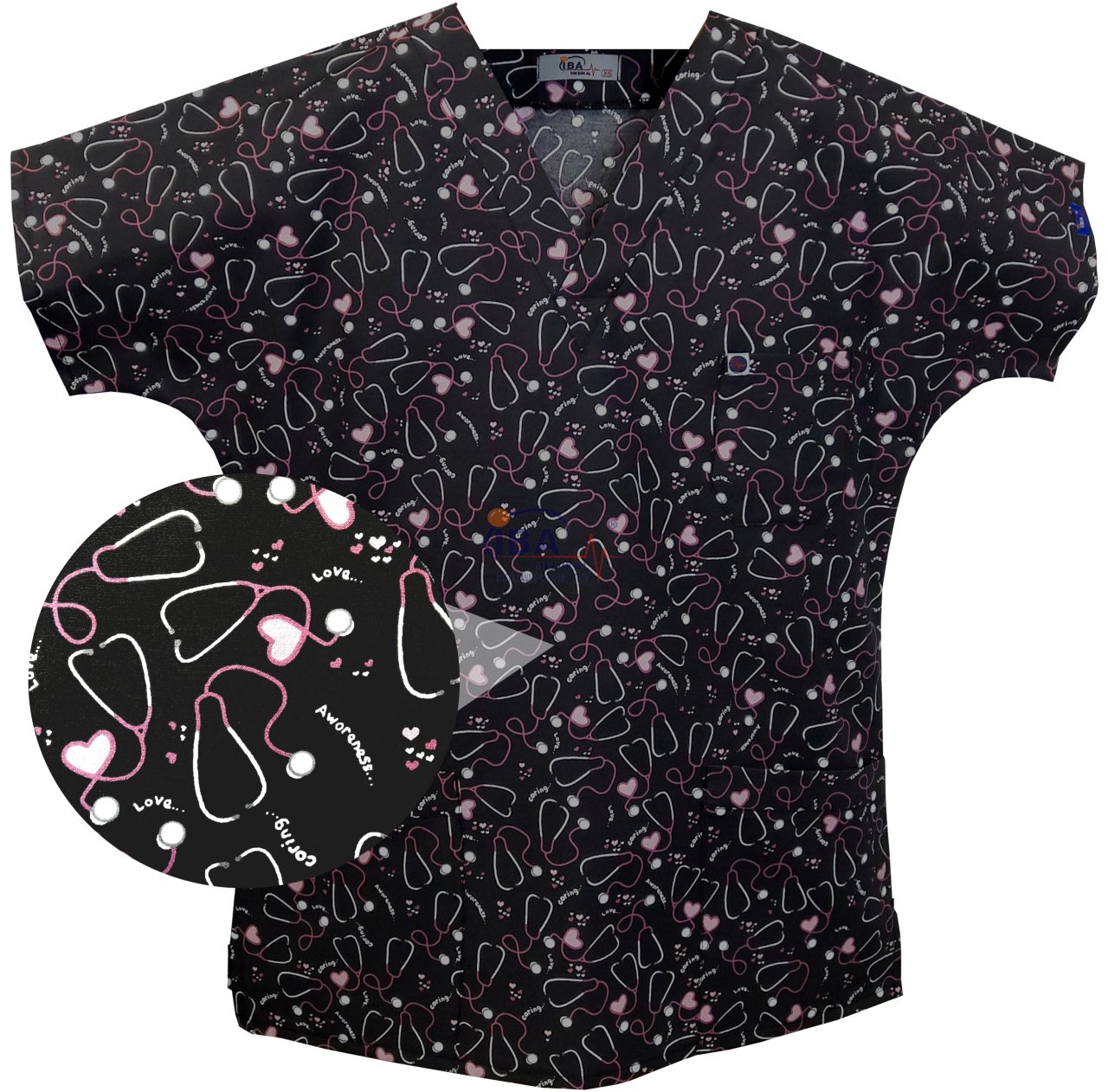 Steteskop Terikoton Desenli Üst 3XL