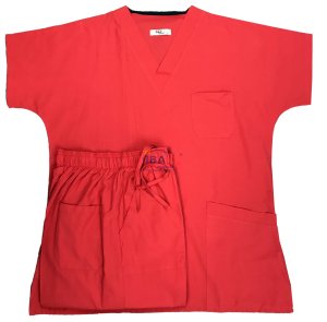 V Yaka Takım (Unisex) Kırmızı - 3XL - 54/56 Beden