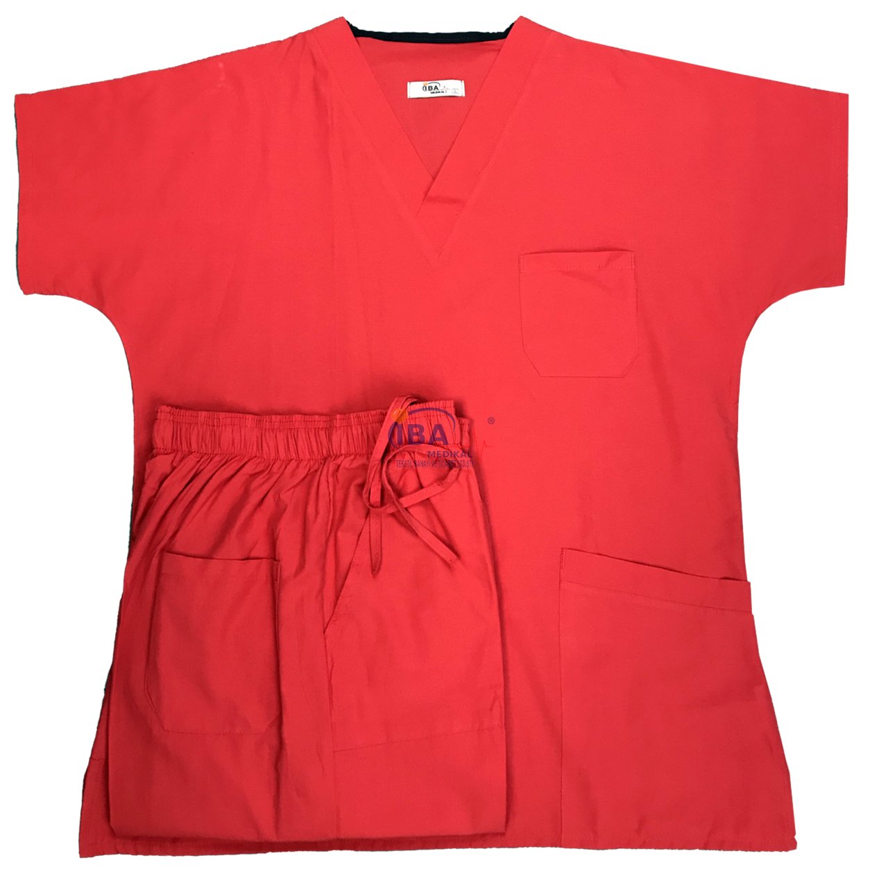 V Yaka Takım (Unisex) Kırmızı - XL - 46/48 Beden