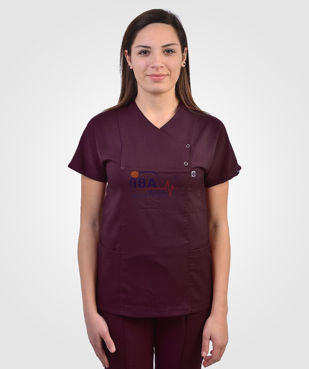 Çıtçıtlı Likralı Takım Koyu Mürdüm - XL