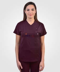Çıtçıtlı Likralı Takım Koyu Mürdüm - XL