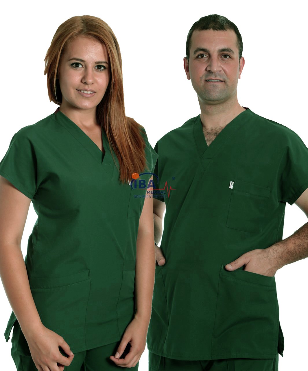 V Yaka Takım (Unisex) Avcı Yeşili - XL - 46/48 Beden