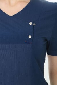 İ-Modern Çıtçıtlı Likralı Takım (Ribanalı) Açık Lacivert - M