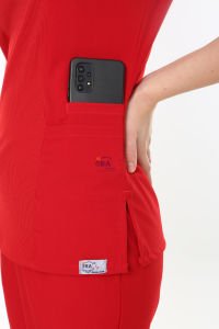 İ-Modern Çıtçıtlı Likralı Takım (Ribanalı) Kırmızı - XL